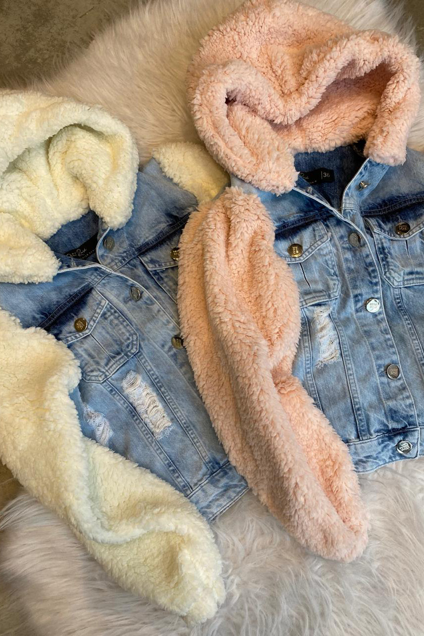 blusa jeans com pelinho