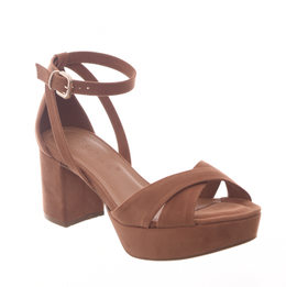 sandalia bebece salto grosso caramelo